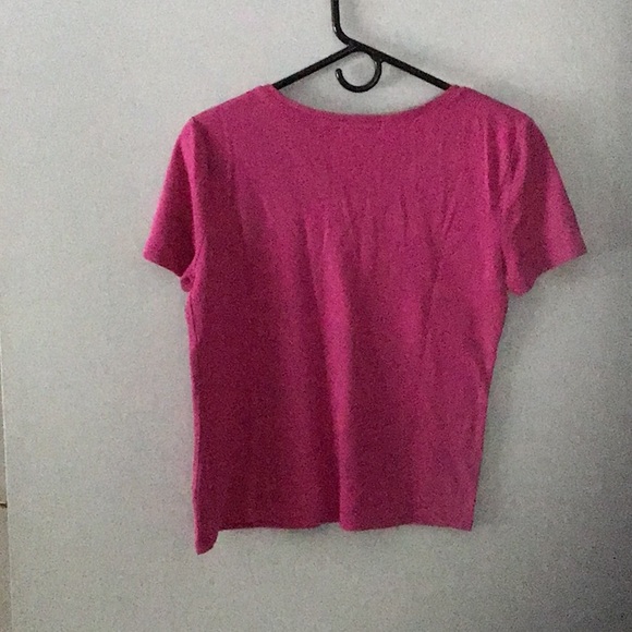 Chaps Pink Short Sleeve Top Medium V-Neck - Picture 2 of 2